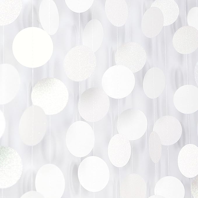 White Glitter Party-Decorations Paper-Garland Streamers - 52ft Birthday Banner Baby Shower Bachelorette Wedding Hanging Supplies Decor Hugfond