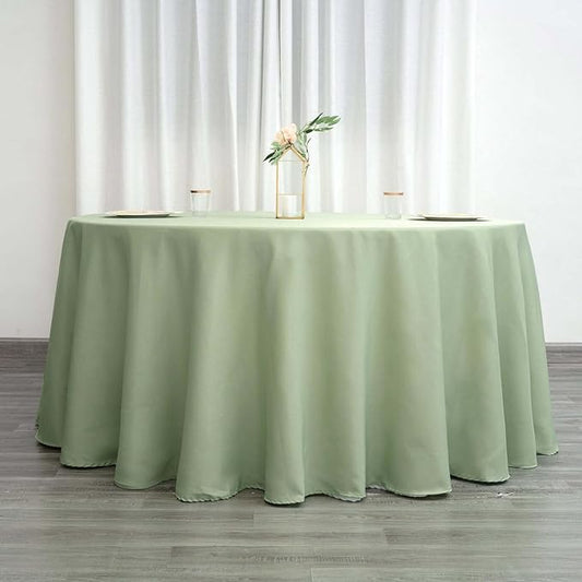 Efavormart Round Tablecloth, 120 Inch Stain & Wrinkle Resistant Washable Table Cloth, Decorative Polyester Fabric Table Cover for Banquet, Wedding, Dining - Sage Green