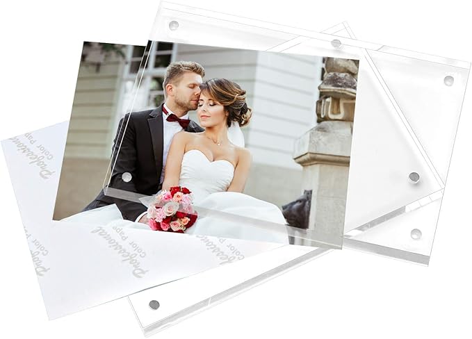Magicool Premium Acrylic Photo Frame- Magnet Photo Frame -Double Sied Thick Desktop Frames (5x7 2 pack)