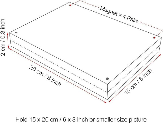 Boxalls 6x8 Inches Acrylic Picture Frame, Double Sided Clear Frameless Photo Frame with Magnetic Desktop Transparent