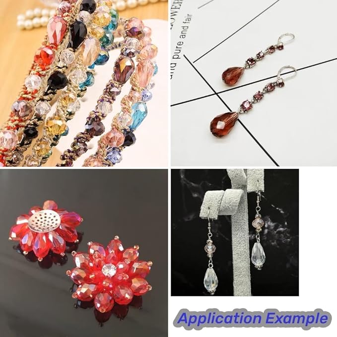 200pcs 4x6mm Teardrop Crystal Glass Beads Vertical Hole Faceted Glass Teardrop Spacer Beads for Bracelets Necklace Earring DIY Jewelry Making Craft(Red AB)