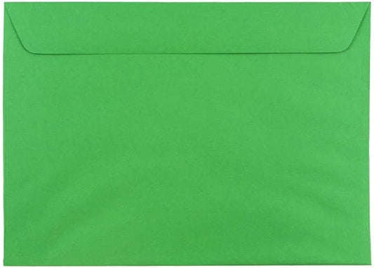 JAM PAPER 9 x 12 Booklet Colored Envelopes - Green Recycled - Bulk 500/Box