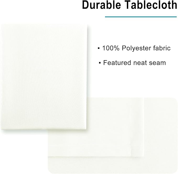 Hiasan Ivory Tablecloth for Rectangle Tables - Waterproof and Spillproof Washable Fabric Table Cloth for Dining Room Kitchen, 54 x 120 Inch