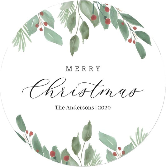Custom Stickers for Weddings, Birthdays & Businesses - Personalized Labels with Your Logo - Waterproof, Fade and Heat Resistant - Pack of 100-1000 (Wreath F, 4 Inch)