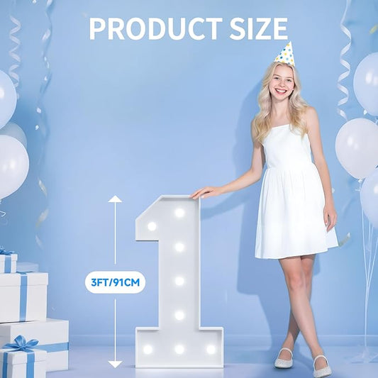 3FT Marquee Numbers 2 for 2nd, 20th Birthday Party Decorations, Large Light Up Number 2 Sign for Anniversary Decor, Backdrop, Big Marquee Number, Pre-Cut Foam Board Kit