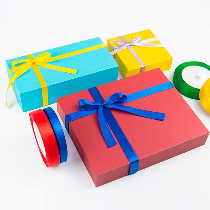 KMER LIFE 1 Inches x 25 Yards Red Satin Ribbon Solid Fabric Ribbons for Crafts, Wedding Decor, DIY Hair Accessories, Sewing, Gift Package Wrapping, Valentine's Day Bouquet and More