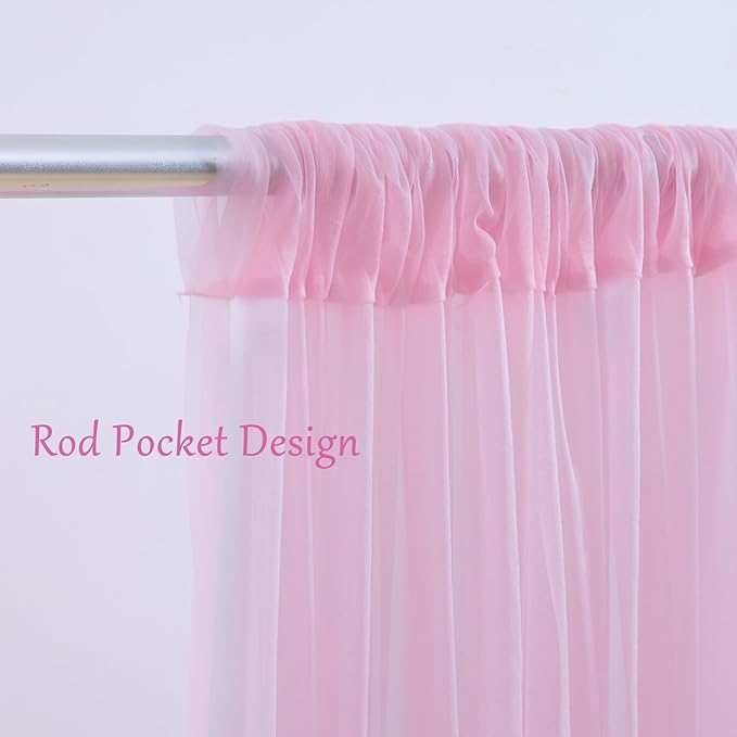 10x10 Pink Tulle Backdrop Curtains for Parties, Sheer Backdrop Curtain Wedding Photo Background Drapes for Baby Shower Photography Birthday Party