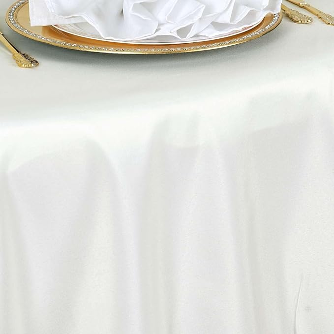 Efavormart Round Tablecloth, 120 Inch Stain & Wrinkle Resistant Washable Table Cloth, Decorative Polyester Fabric Table Cover for Banquet, Wedding, Dining - Ivory