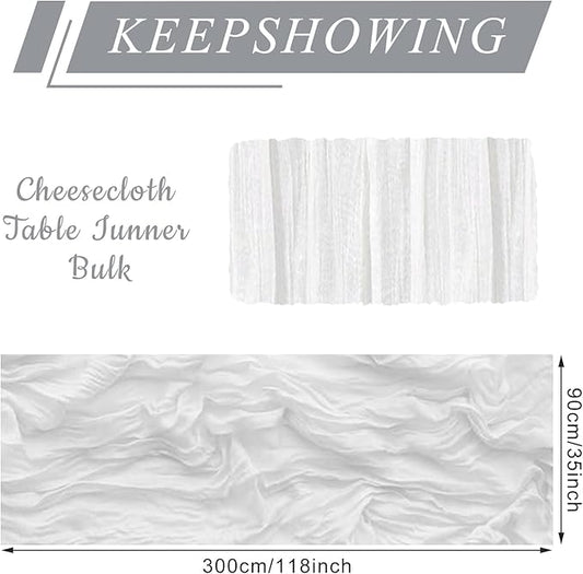 6 Pack Cheesecloth Table Runner 10Ft Christmas Gauze Boho Table Runners for Wedding Decor Bridal Shower Decorations Baby Shower Party(35" x 120")