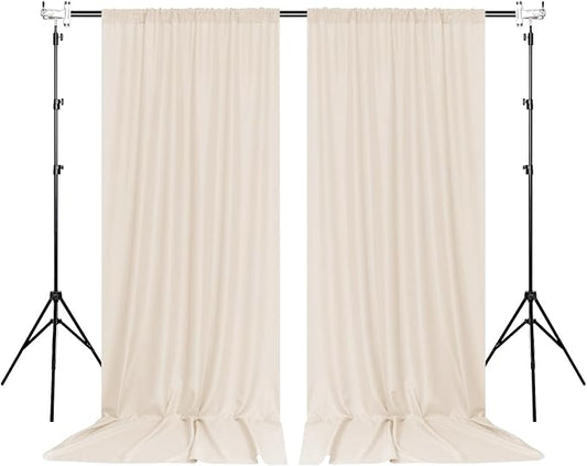 MEETSKY Beige Backdrop Curtains 10ft x 10ft for Wedding Birthday Baby Shower Photography Backdrop Fabric Curtains Drapes Home Window Decorations Rod Pocket Window Drapes,5ft x 10ft, 2 Panels