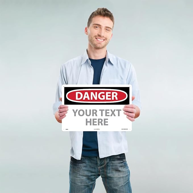 Custom OSHA Style Danger Sign 12" x 18" Aluminum Sign, Customizable "Your Text Here", by AccuformNMC Made in USA