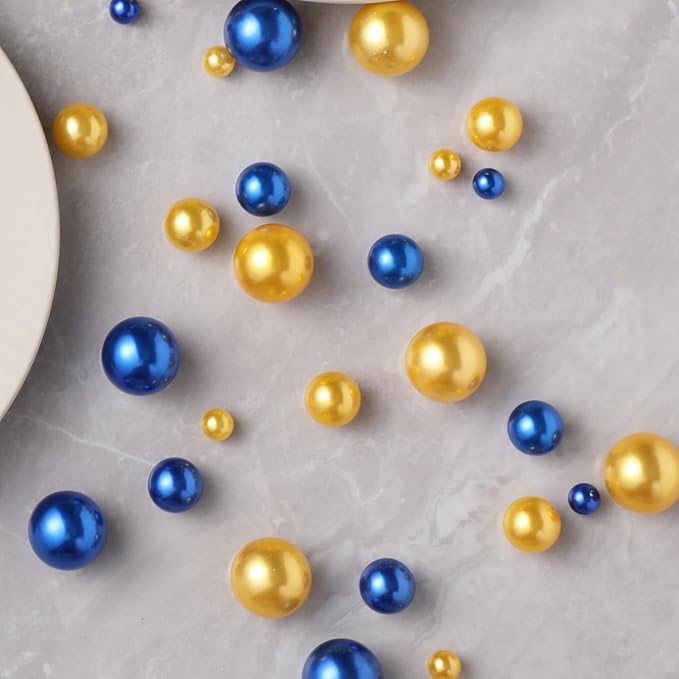 200 Pcs Vase Filler Beads Blue Pearl Beads for Vase No Hole Pearls for Centerpieces Vases Home Table Party Decor Wedding DIY 8/14/20mm