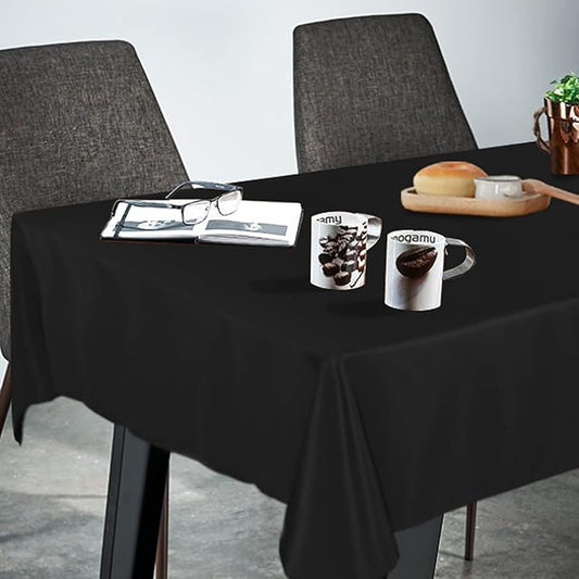 Fitable Rectangle Tablecloth Stain and Wrinkle Resistant Washable Polyester Table Cloth for Buffet Parties and Camping (54x120 inch, Black)