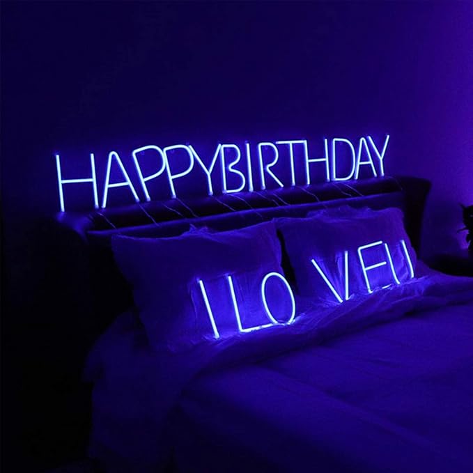 ENUOLI Blue Neon Letter Sign - Battery/USB Powered LED Alphabet Neon Art Lights for Wedding, Birthday, Christmas, Home Bar Decoration