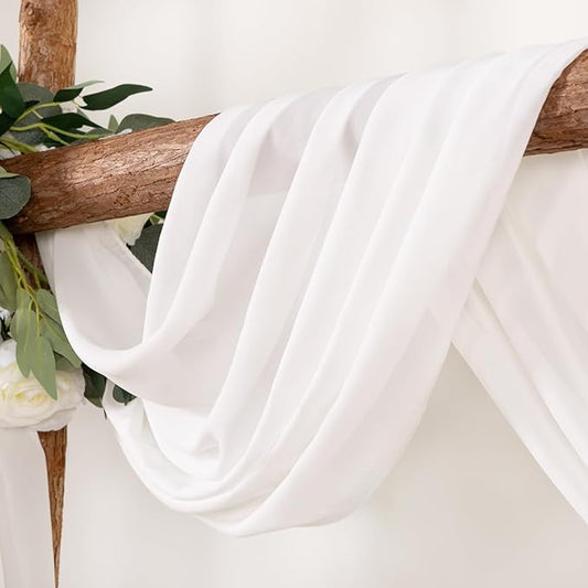 Ivory Wedding Arch Draping Fabric 2 Panels 30'' x 18FT Sheer Chiffon Arch Drapery for Photo Booth Bridal Shower Baby Shower Church Decor Newborn Photography Christening Outdoor Party