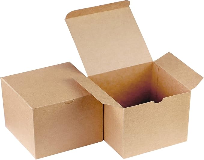 Xxcxpark 30 PCS Brown Kraft Gift Boxes 5x5x3.5, Party Favor Kraft Paper Gift Packaging Box with Lid for DIY Crafting, Cube, Cupcake, Kraft Present Boxes for Birthday, Wedding