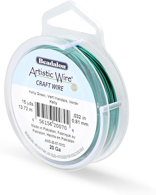 Artistic Wire, 20 Gauge Tarnish Resistant Colored Copper Craft Wire, Kelly Green, 15 yd
