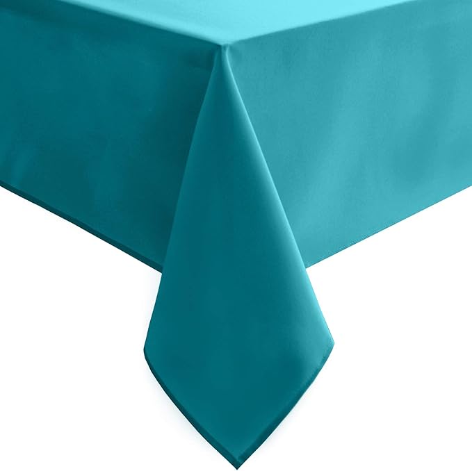 Hiasan Rectangle Tablecloth - Water Resistant and Spillproof Kitchen Washable Polyester Fabric Table Cloth for 6 Foot Tables, 60 x 140 Inch, Turquoise