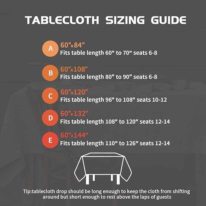 EVERLY 100% Pure Linen Rectangle Tablecloths 60x84Inches for Dining,Buffet Parties,Picnic,Events,Weddings and Restaurants,Decorative Halloween,Thanksgiving Machine Washable Tablecloths-Light Grey