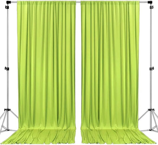 AK TRADING CO. 10 feet x 8 feet Polyester Backdrop Drapes Curtains Panels with Rod Pockets - Wedding Ceremony Party Home Window Decorations - Light Green, 2 Pack