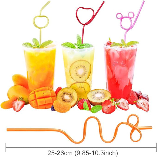24 Pcs Silly Crazy Straws for Kids Reusable Plastic Loop Curly Crazy Drinking Straws for Classroom Activities Valentines Day Gift Christmas Birthday Wedding Party Supplies Decoration
