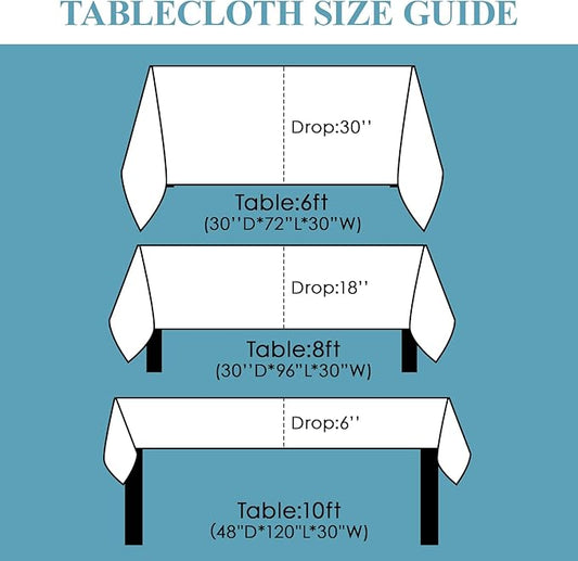 VidaFete Tablecloth 90 * 132inch Rectangle Table Cloth Polyester, Stain Wrinkle Resistant Polyester Dining Table Cover for Kitchen Dinning Party Wedding Rectangular Tabletop Buffet Decoration(White)