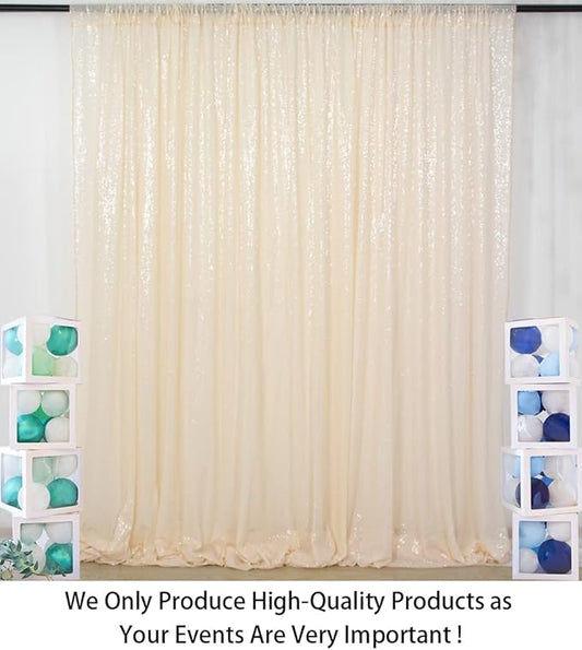 ShinyBeauty PHOTOBOOTH Background Choice-7FTx7FT-Ivory-Sequin Photography Backdrop Curtains for Wedding
