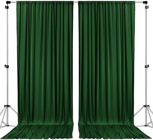 AK TRADING CO. 10 feet x 8 feet IFR Polyester Backdrop Drapes Curtains Panels with Rod Pockets - Wedding Ceremony Party Home Window Decorations - Hunter Green