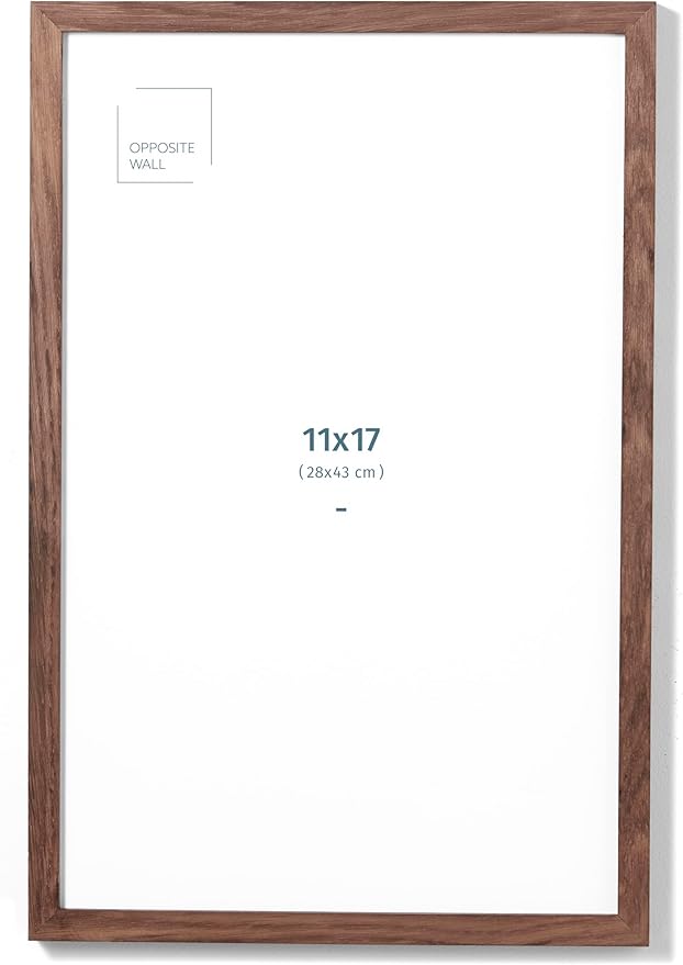 Opposite Wall - 11x17 in - Dark Solid Oak Wood Picture Frame - Lightweight, Versatile & Shatterproof - Wall Hanging Poster or Photo Frame - Wall Decor for Office, Gallery & Home