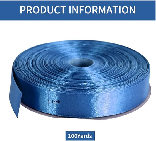 TONIFUL 1 Inch x 100yds Navy Deep Blue Satin Ribbon, Thin Solid Color Satin Ribbon for Gift Wrapping, Crafts, Hair Bows Making, Wedding Party Decoration, Invitation Cards, Floral Bouquets