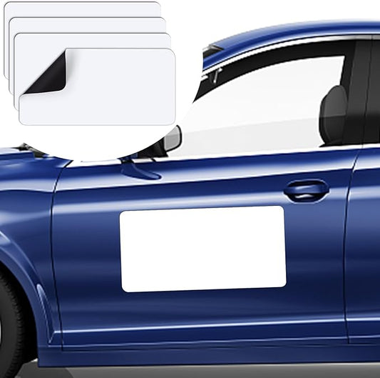 DIYMAG 4Pcs Blank Car Magnets,Door Magnet Rounded Corners Magnetic Set for Vehicle to Advertise Business Cover Company Logo Prevent Cars Scratches Dents, White, 24/" x 12/" -4P