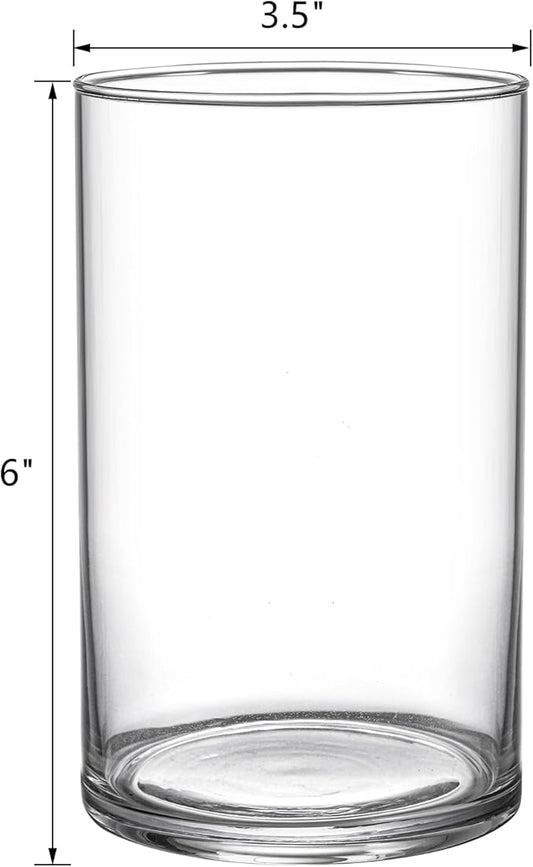 Frcctre 8 Pack 6 Inch Glass Cylinder Vases, Clear Glass Vases Floating Hurricane Candle Holders Flower Vase for Wedding Centerpieces and Home Decoration