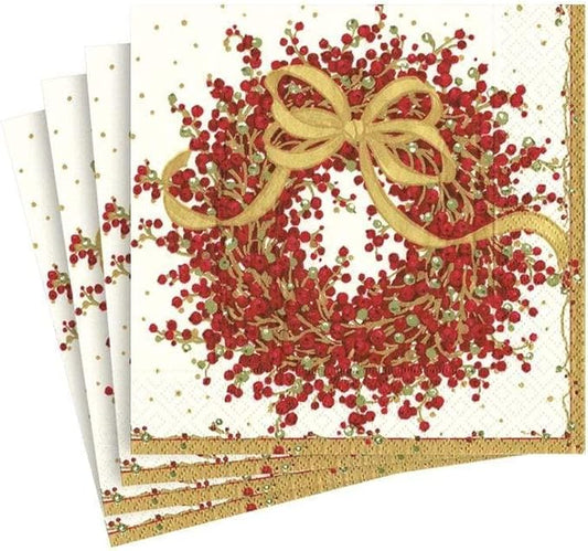 Caspari Pepperberry Paper Cocktail Napkins - Two Packs of 20