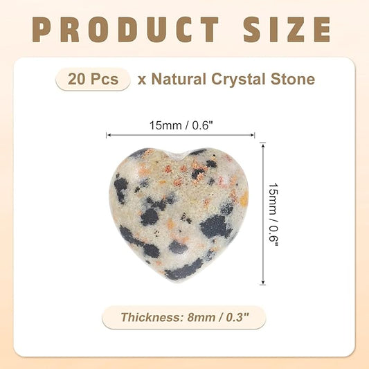 PATIKIL 20 Pcs Natural Heart Shaped Crystal Stone, 0.6 Inch Mini Polished Love Gemstone Crystal, Pocket Rock Engraved Worry Stones for Women Gifts Meditation, Spotted Black