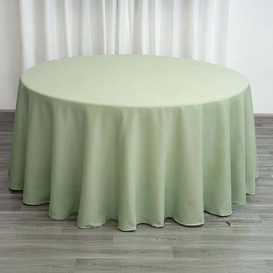 Efavormart Round Tablecloth, 120 Inch Stain & Wrinkle Resistant Washable Table Cloth, Decorative Polyester Fabric Table Cover for Banquet, Wedding, Dining - Sage Green