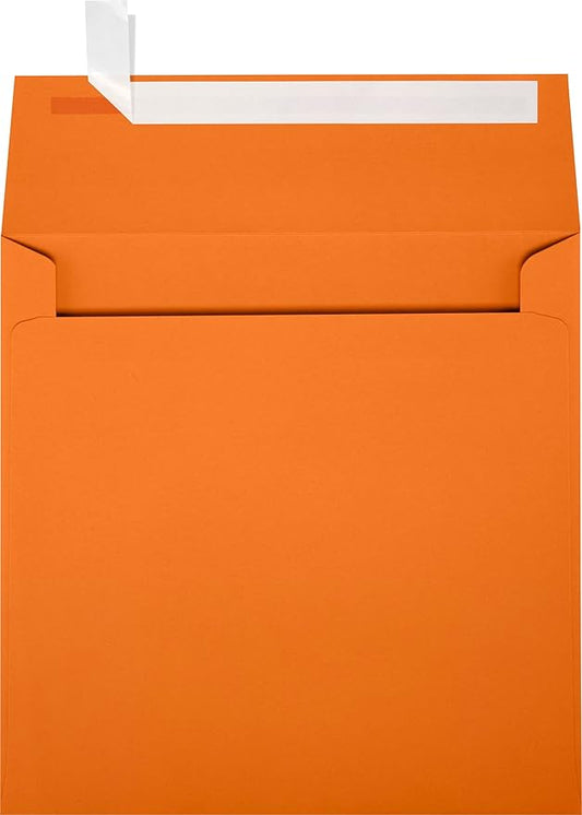 LUXPaper Square Invitation Envelopes | Peel & Press | 6 1/2" x 6 1/2" | Mandarin Orange | 80lb. Text | 50 Qty