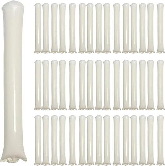 48pcs Round Head Boom Sticks Thunder Sticks Cheering Sticks Team Spirit Plastic Cheerleading Spirit Stick Clapper Inflatable Noise Maker Sports Supply (White)