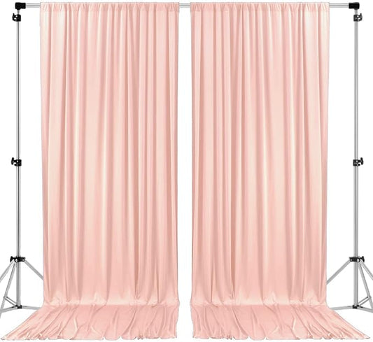 AK TRADING CO. 10 feet x 8 feet IFR Polyester Backdrop Drapes Curtains Panels with Rod Pockets - Wedding Ceremony Party Home Window Decorations - Blush Pink