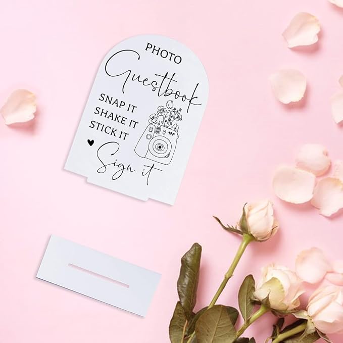 Guest Book Wedding Reception, Wedding Signs White Acrylic Table Sign for Marriage Parties Anniversaries Reception Cafe Hotel Party Bar Business Event