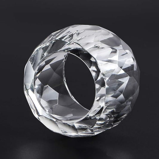 MDLUU 4 Pcs Crystal Napkin Rings, 2.3" Diameter Serviette Buckles, Clear Napkin Holder Rings for Christmas, Thanksgiving, Wedding (Diamond Shaped)