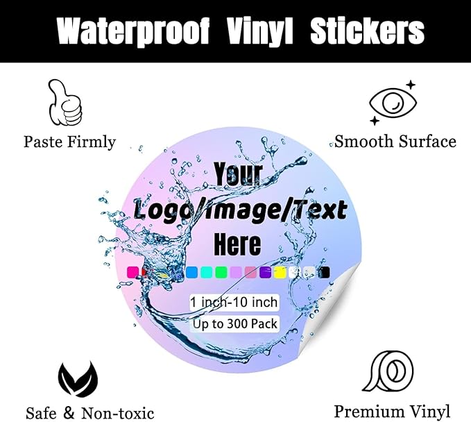 Custom Stickers for Weddings, Birthdays & Businesses - Personalized Labels with Your Logo - Waterproof, Fade and Heat Resistant - Pack of 100-1000 (Wreath V, 2.5 Inch)