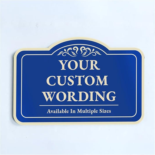 Custom Decorative Outdoor Metal Sign - Personalized Aluminum Driveway Sign, Waterproof, Made In USA - Design 1 Blue Steel 10x7 In