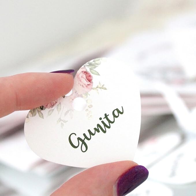 Custom Gift Tags, Personalized Heart Tags with Your Business Logo Heart Shaped Small Card Party Decoration Paper Gift Tags for Birthday Wedding Christmas