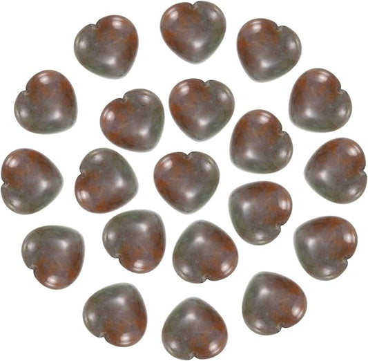 PATIKIL 20 Pcs Natural Heart Shaped Crystal Stone, 0.6 Inch Mini Polished Love Gemstone Crystal, Pocket Rock Engraved Worry Stones for Women Gifts Meditation, Gray Green