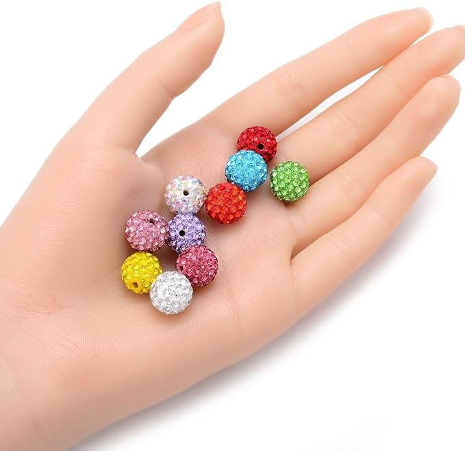 25pcs Adabele Grade A Suncatcher Crystal Rhinestone Pave Loose Beads 12mm Light Rose Pink Polymer Clay Disco Ball Spacers Compatible with Shamballa All Craft Jewelry Making DB12-55