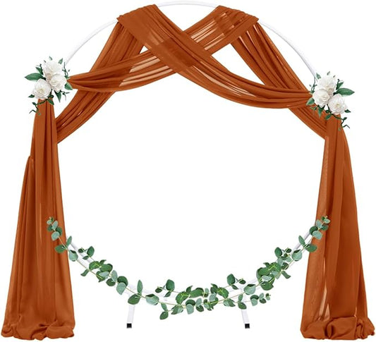 Socomi Wedding Arch Draping Fabric 2 Panels 29" x 19Ft Terracotta Sheer Chiffon Curtain Drapes 6 Yards for Wedding Ceremony Birthday Party Decoration