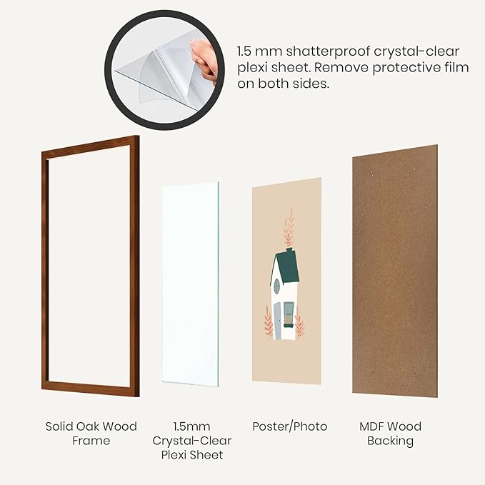 Opposite Wall - 50x70 cm - Dark Oak Wood Picture Frame - Lightweight, Versatile & Shatterproof - Wall Hanging Photo or Poster Frame - Wall Decor for Office, Gallery & Home, 19 3/4 x 27 1/2 in - 2 Pack