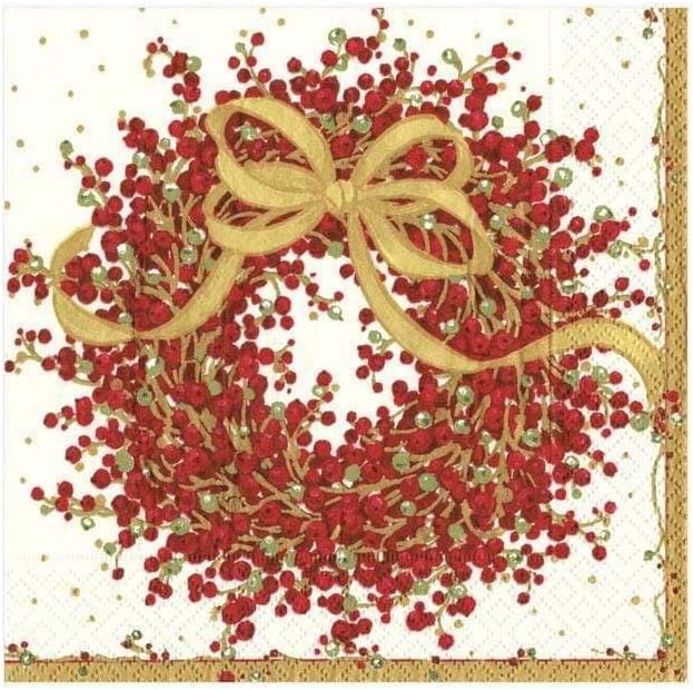 Caspari Pepperberry Paper Cocktail Napkins - Four Packs of 20