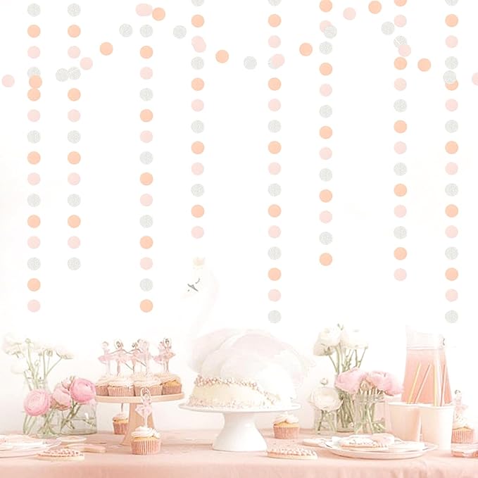 Pink-Silver Peach Birthday Party-Decorations Streamers - 52FT Hanging Paper Garland Banner,Baby Bridal Shower Engagement Anniversary Bachelorette Wedding Graduation Backdrop Decor Hugtmr