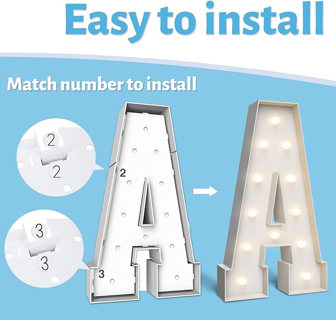 4FT Marquee Light Up Letters O,Party Decoration Large Marquee Light Up Letters with Weighted Water Bag,Pre-cut Foam Board Set Can Be Used for Birthdays,Weddings,Baby Anniversaries